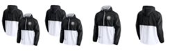 Fanatics Men's Branded Black, White Brooklyn Nets Anorak Block Party Windbreaker Half-Zip Hoodie Jacket